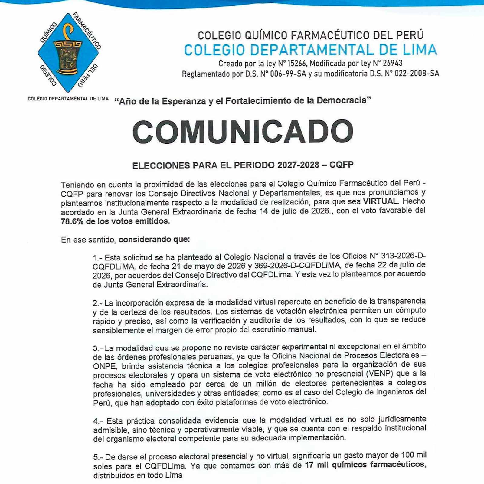 Comunicado Elecciones CQFP