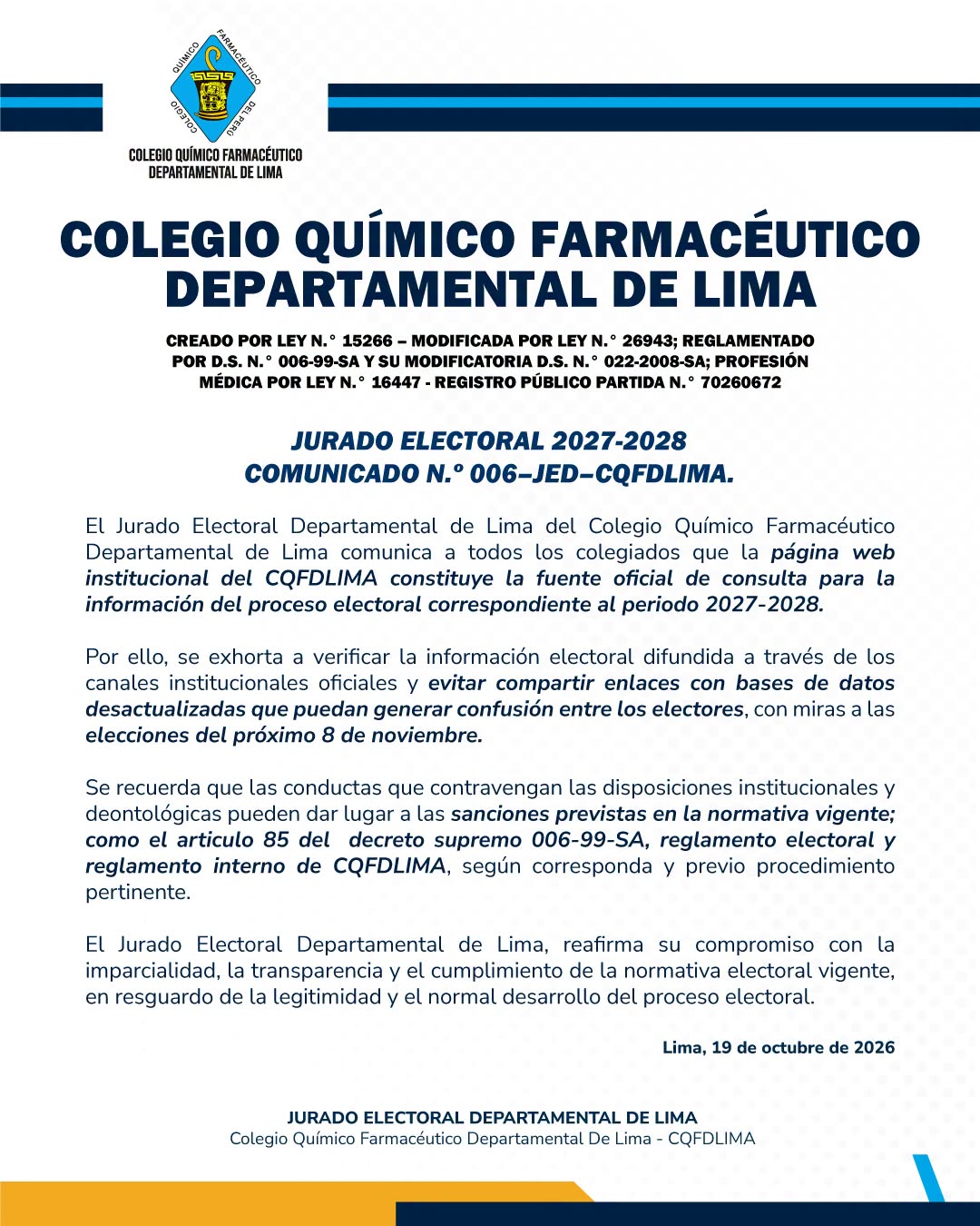 Comunicado N.° 004 - JEDLIMA 2027 - 2028